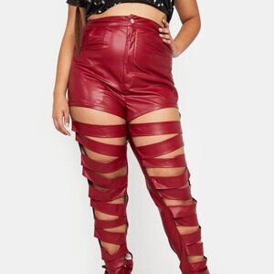 Wildcat Fashion Dolls Kill 2X Red Vegan Leather Cutout Strappy Pants